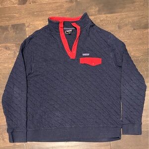 Patagonia Blue Quilted Pullover with Red Details
